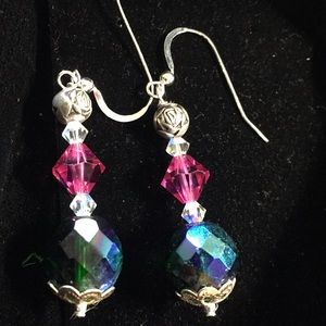 Earrings Swarovski crystals, pewter, sterling NWOT